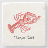 rode lobster #1 Tekening Stenen Onderzetter (Voorkant)