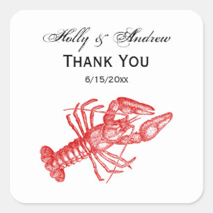 rode lobster #1 Tekening Vierkante Sticker