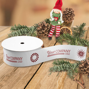 Rode Logo Rode Sneeuwvlok Zakelijke Logo Vakantieg Grosgrain Lint