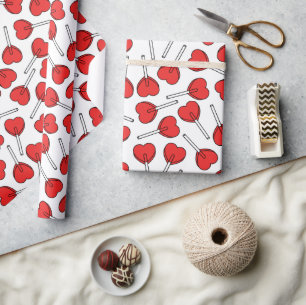 Rode Lolly's, Hart Lolly's, Lolly Sticker Cadeaupapier