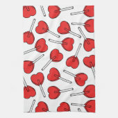Rode Lolly's, Hart Lolly's, Lolly Sticker Theedoek (Verticaal)