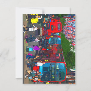 Rode Londense bussen op Oxford Street London Briefkaart
