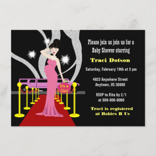 Rode loper Hollywood Baby shower Uitnodiging meisj