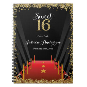 Rode Loper Hollywood Glitter Sweet 16 Gastboek Notitieboek
