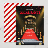 Rode loper limousine verjaardag uitnodiging (Voorkant / Achterkant)