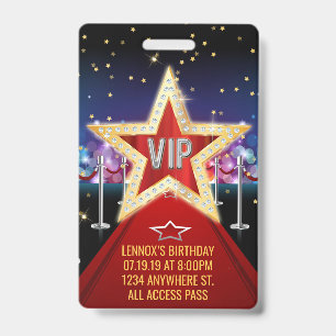 Rode Loper VIP Pas Geboortebadge Uitnodiging Badge