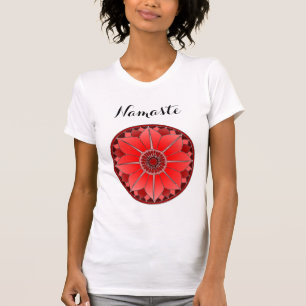 Rode Lotus Mandala Namaste Typografie Yoga Op Maat T-shirt