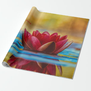 Rode Lotusbloem Landschap, Zen Cadeaupapier