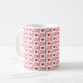 Rode Love Pattern Koffiemok (Voorkant links)