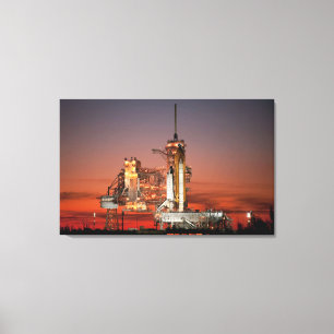 Rode lucht bij de lancering van Spaceshuttle Atlan Canvas Afdruk