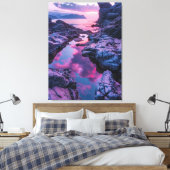 Rode lucht en rotsen canvas afdruk (Insitu (Slaapkamer))