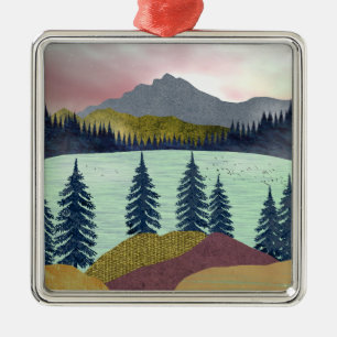 Rode lucht meer landschap metalen ornament