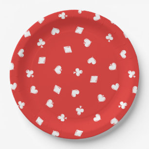 Rode Lucky In Love Poker Suite Patroon Papieren Bordje