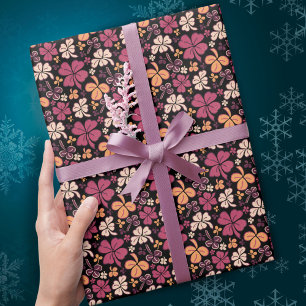 Rode Lucky Shamrocks Klaver St. Patrick`s Dag Cadeaupapier