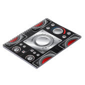 Rode luidsprekers met versterker- en bedieningskno notitieboek (Linkerzijde)