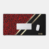Rode luipaard met goud & zwart - Monogram Bureaumat (Keyboard & Muis)