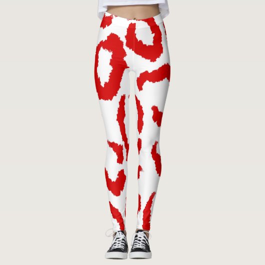 Rode luipaard patroon leggings (Voorkant)