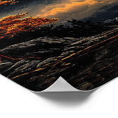 Rode maan boven een meer poster (Hoek)