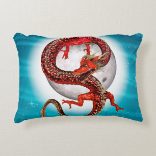 Rode Maan Draak Hemelse Fantasie Kunst Accent Kussen