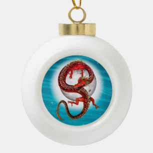 Rode Maan Draak Hemelse Fantasie Kunst Keramische Bal Ornament