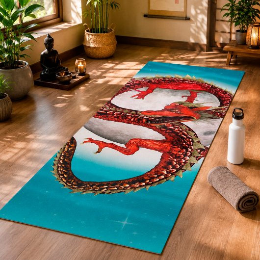 Rode Maan Draak Hemelse Fantasie Kunst Yogamat