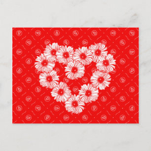 Rode Madeliefjesketting Hart Briefkaart