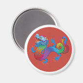 Rode Magneet met kleurrijke draak (Voorkant / Achterkant)