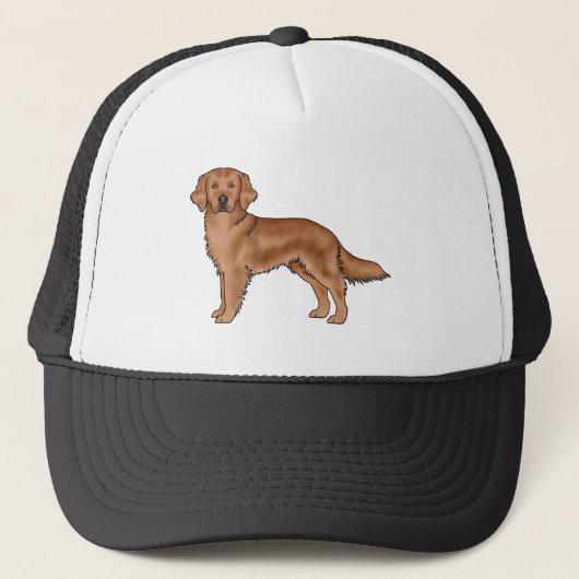 Rode Mahogany Golden Retriever Schattigee Cartoon Trucker Pet (Voorkant)