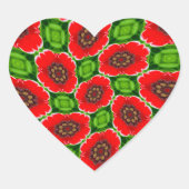 Rode maïs papaver patroon hart sticker (Voorkant)