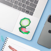 Rode make-up in groene compact sticker (Laptop met iPhone)