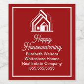 Rode makelaarskantoor aangepaste makelaar wijn etiket (Enkel label)