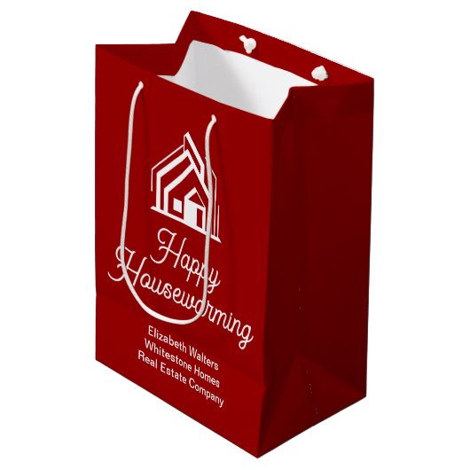 Rode makelaarsonderneming aangepaste makelaar medium cadeauzakje (Voorkant Gekanteld)