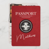 Rode Malediven Paspoort Bewaar de datum Save The Date (Voorkant / Achterkant)