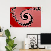 Rode Mandelbrot Spiral Poster (Thuiskantoor)