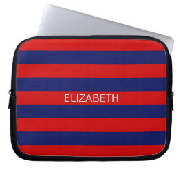 Rode marine 5c Horizontale Preppy Stripe Name Mono Laptop Sleeve