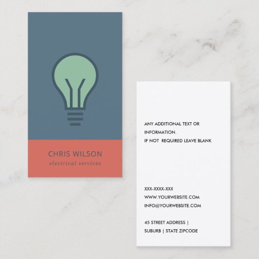 RODE MARINE GROENE ELEKTRISCHE LAMP ELEKTRICIEN EL VISITEKAARTJE (Voorkant / Achterkant)