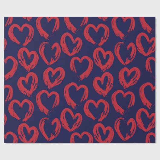 Rode marine hartvormig Valentijn-dag naadloos pat Cadeaupapier (Vlak)