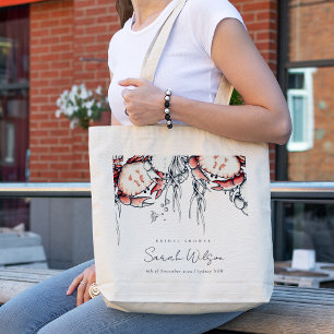 Rode marine onderwaterkrab Nautisch Vrijgezellenfe Tote Bag