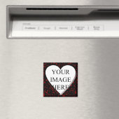 Rode marmer Square Lijst met hart Magneet (Insitu (Vaatwasser))