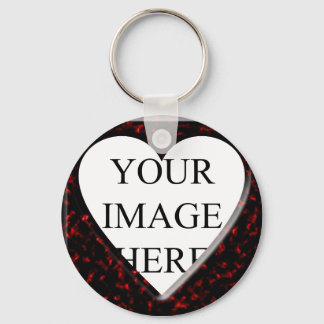 Rode marmer Square Lijst met hart Sleutelhanger