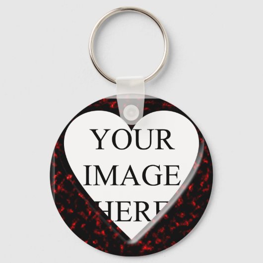 Rode marmer Square Lijst met hart Sleutelhanger (Voorkant)