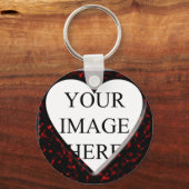 Rode marmer Square Lijst met hart Sleutelhanger (Voorkant)