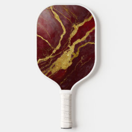 Rode Marmeren Patroon met Goud Pickleball Paddle