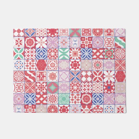 Rode Marokkaanse tegel Deurmat (Voorkant)