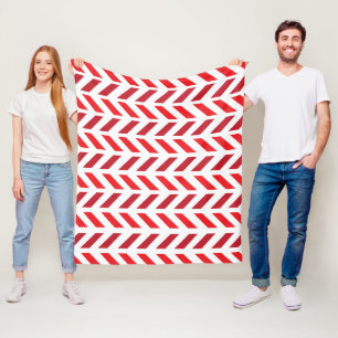Rode Maroon Zigzag Streeppatroon Fleece Deken