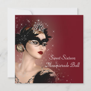 Rode Masker Sweet 16 Maskerade Feest Kaart