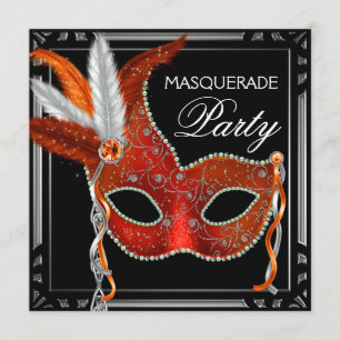 Rode Masker Zwart Rode Maskerade Feest Kaart
