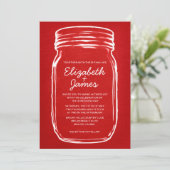 Rode  Mason Jar Wedding Invitations Kaart (Staand voorkant)