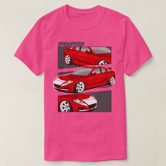 Rode Mazda RX8 Rotary T-shirt (Design voorkant)