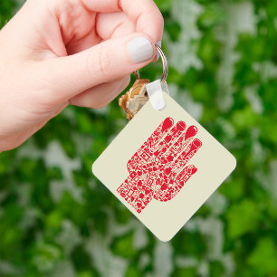 Rode Medische Hand Symbool Gezondheidszorg Sleutelhanger
